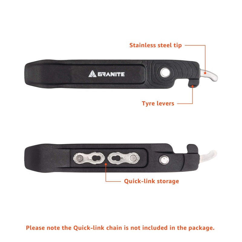 Granite Talon Bike Tire Levers with Bicycle Chain Master Link Pliers Function, Bike Chain Quick-Link Removing Tools, Bike Tool Kit for Mountain Bike, Road Bike, BMX Bike (Black) - Image 3